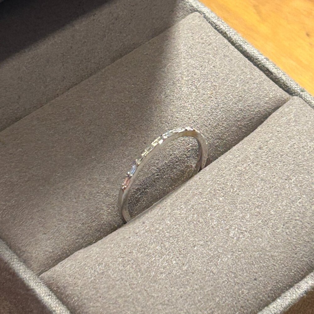 Ferko's 14K White Gold Ultra Thin Half Eternity Baguette Diamond Ring size 8.25